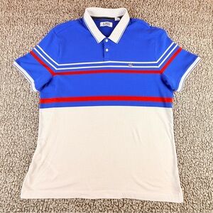 Original Penguin Polo Shirt XXL Blue Red White Striped Colorblock Classic